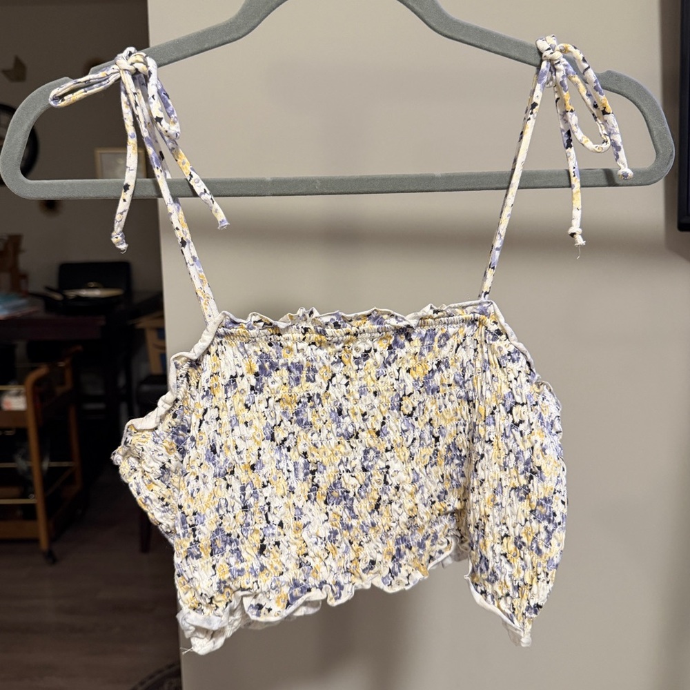 Wild Fable Floral Tie-Strap Crop Top